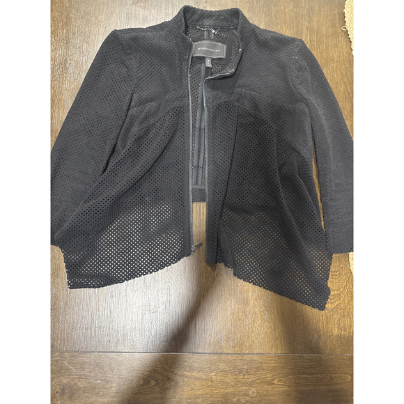 BCBGMAXAZRIA Jackets & Blazers - BCBGMAXAZRIA Black Perforated Zip Jacket